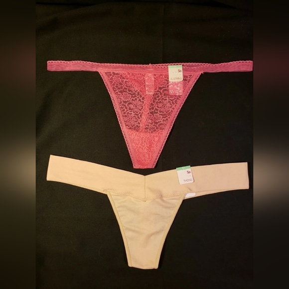 TWO (2) NWT New So Brand Carmine Rose / Tan Medium G-String / Thong - Picture 3 of 12